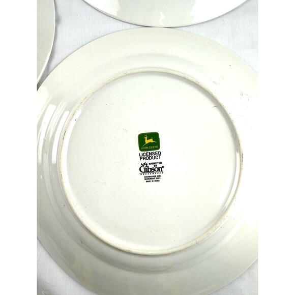 John Deere Tractor 11.25” Dinner Plate Green Rim Gibson SET OF 3 - Picture 8 of 16